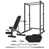 NNEDSZ LSG GBH-300 Power Rack + GBN-006 14-Level FID Exercise Bench + 90kg Weight Set Package