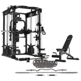 NNEDSZ LSG GRK200 10-in-1 Home Gym Station, Power Rack, Smith Machine and Cable Crossover + 90kg Standard Weight Plate Set