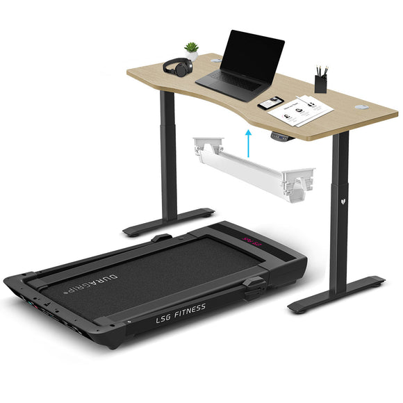 NNEDSZ LSG Pacer M5 with Dual Motor Automatic Standing Desk 150cm in Oak/Black and Cable Management