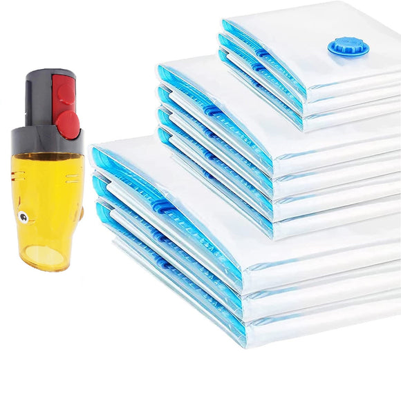 NNEDSZ 9 Pk Space Saver Vacuum Sealer Storage Bag Kit with Dyson Adaptor