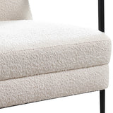 NNEDSZ Denmark Arm Chair Polyester Fabric Upholstery Wooden Structure Solid Foam Black Metal Legs