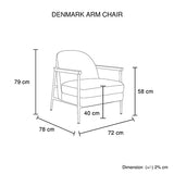 NNEDSZ Denmark Arm Chair Polyester Fabric Upholstery Wooden Structure Solid Foam Black Metal Legs