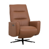 NNEDSZ Arm Chair Power Recliner 360 Degree Swiveling Cow Leather USB Charger Metal Legs