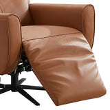 NNEDSZ Arm Chair Power Recliner 360 Degree Swiveling Cow Leather USB Charger Metal Legs