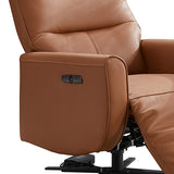 NNEDSZ Arm Chair Power Recliner 360 Degree Swiveling Cow Leather USB Charger Metal Legs