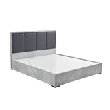 NNEDSZ Queen 4 Pcs Bedroom Suite with Tallboy Fabric Upholstery MDF Combination of Black & Cement Colour