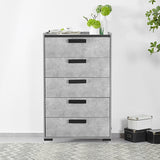 NNEDSZ Queen 4 Pcs Bedroom Suite with Tallboy Fabric Upholstery MDF Combination of Black & Cement Colour