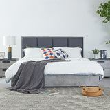NNEDSZ Queen 5 Pcs Bedroom Suite Fabric Upholstery MDF Combination of Black & Cement Colour