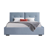 NNEDSZ Queen Fabric 4pc Bedroom Suite With Linear Division & Button Studding Headboard