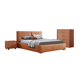 NNEDSZ Louis 4pc Queen Bedroom Suite MDF With PU Leather Wooden Legs