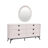 NNEDSZ Queen 4 Pcs Bedroom Suite with Dresser Fabric Upholstery MDF Combination of Champagne and Black Colour