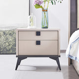 NNEDSZ Queen 4 Pcs Bedroom Suite with Tallboy Fabric Upholstery MDF Combination of Champagne and Black Colour