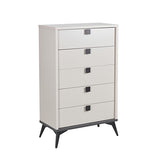 NNEDSZ Queen 4 Pcs Bedroom Suite with Tallboy Fabric Upholstery MDF Combination of Champagne and Black Colour