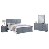 NNEDSZ 4 Pieces Bedroom Suite in Solid Wood & MDF Queen Size Grey Colour Bed, Bedside Table & Dresser