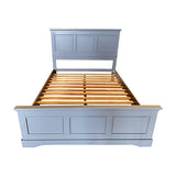 NNEDSZ 4 Pieces Bedroom Suite in Solid Wood & MDF Queen Size Grey Colour Bed, Bedside Table & Dresser