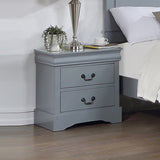 NNEDSZ 4 Pieces Bedroom Suite in Solid Wood & MDF Queen Size Grey Colour Bed, Bedside Table & Dresser