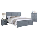 NNEDSZ 4 Pieces Bedroom Suite in Solid Wood & MDF Queen Size Grey Colour Bed, Bedside Table & Tallboy