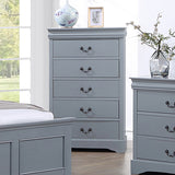 NNEDSZ 5 Pieces Bedroom Suite in Solid Wood & MDF King Size Grey Colour Bed, Bedside Table, Dresser & Tallboy