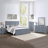 NNEDSZ 5 Pieces Bedroom Suite in Solid Wood & MDF Queen Size Grey Colour Bed, Bedside Table, Dresser & Tallboy