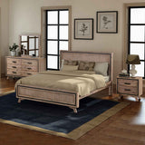 NNEDSZ 4 Pieces Bedroom Suite King Size Silver Brush in Acacia Wood Construction Bed, Bedside Table & Dresser