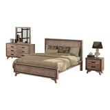 NNEDSZ 4 Pieces Bedroom Suite King Size Silver Brush in Acacia Wood Construction Bed, Bedside Table & Dresser