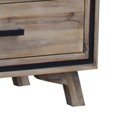 NNEDSZ 4 Pieces Bedroom Suite King Size Silver Brush in Acacia Wood Construction Bed, Bedside Table & Dresser