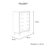NNEDSZ 4 Pieces Bedroom Suite King Size Silver Brush in Acacia Wood Construction Bed, Bedside Table & Tallboy