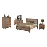 NNEDSZ 4 Pieces Bedroom Suite King Size Silver Brush in Acacia Wood Construction Bed, Bedside Table & Tallboy
