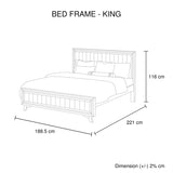 NNEDSZ 5 Pieces Bedroom Suite King Size Silver Brush in Acacia Wood Construction Bed, Bedside Table, Tallboy & Dresser