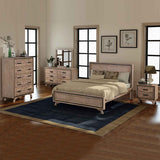 NNEDSZ 5 Pieces Bedroom Suite King Size Silver Brush in Acacia Wood Construction Bed, Bedside Table, Tallboy & Dresser