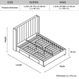NNEDSZ King Size High Rise Headboard Linen Beige Fabric Four MDF Drawers with Wheels Bed Frame