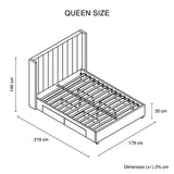 NNEDSZ Alexa Queen Size High Rise Headboard Linen Beige Fabric Four MDF Drawers with Wheels Bed Frame