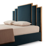 NNEDSZ Austin Bed Frame Polyester Turquoise Fabric Padded Upholstery High Quality Slats Polished Stainless Steel Feet