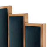 NNEDSZ Austin Bed Frame Polyester Turquoise Fabric Padded Upholstery High Quality Slats Polished Stainless Steel Feet
