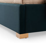 NNEDSZ Austin Bed Frame Polyester Turquoise Fabric Padded Upholstery High Quality Slats Polished Stainless Steel Feet