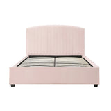 NNEDSZ Camelia Queen Size Bed Frame Pink Velvet Upholstery High Headboard Quality Slats Metal Structure