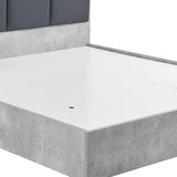 NNEDSZ Queen Bed Frame Fabric Upholstery MDF in Cement Colour