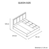 NNEDSZ Queen Bed Frame Fabric Upholstery MDF in Cement Colour