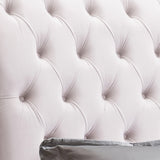 NNEDSZ Queen Size Sleigh Bedframe Velvet Upholstery Beige Colour Tufted Headboard And Footboard Deep Quilting