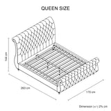 NNEDSZ Queen Size Sleigh Bedframe Velvet Upholstery Beige Colour Tufted Headboard And Footboard Deep Quilting
