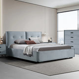 NNEDSZ Queen Bed Frame Fabric Upholstery KD Slat in Black