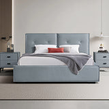 NNEDSZ Queen Bed Frame Fabric Upholstery KD Slat in Black