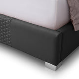 NNEDSZ Halcyon Bed Frame Air Leather Padded Upholstery High Quality Slats Polished Stainless Steel Feet