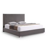 NNEDSZ Hillsdale Bed Frame Polyester Fabric Padded Upholstery High Quality Slats Polished Stainless Steel Feet