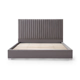 NNEDSZ Hillsdale Bed Frame Polyester Fabric Padded Upholstery High Quality Slats Polished Stainless Steel Feet