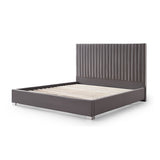 NNEDSZ Hillsdale Bed Frame Polyester Fabric Padded Upholstery High Quality Slats Polished Stainless Steel Feet