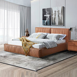 NNEDSZ Louis Queen Bed Frame PU leather KD Slat in Wooden Legs