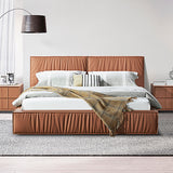 NNEDSZ Louis Queen Bed Frame PU leather KD Slat in Wooden Legs