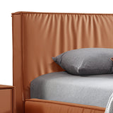 NNEDSZ Louis Queen Bed Frame PU leather KD Slat in Wooden Legs