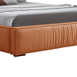 NNEDSZ Louis Queen Bed Frame PU leather KD Slat in Wooden Legs